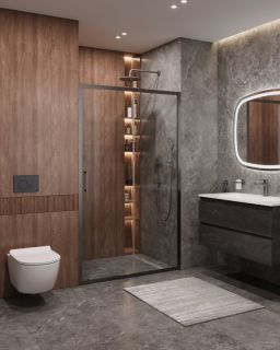 Душевая дверь CEZARES MOLVENO-BF-1-160-C-GM-IV оружейная сталь